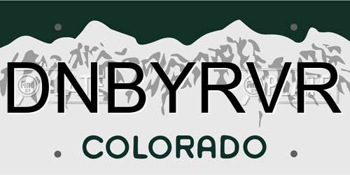 DNBYRVR Colorado License Plate