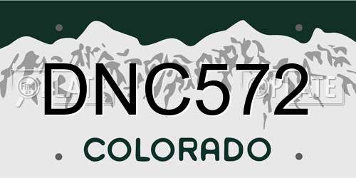 DNC572 Colorado License Plate