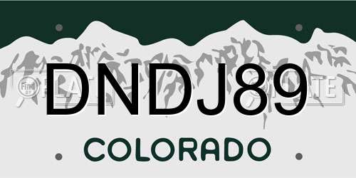 DNDJ89 Colorado License Plate