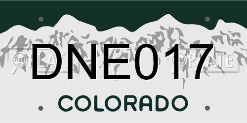 DNE017 Colorado License Plate