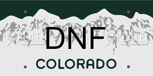 DNF Colorado License Plate