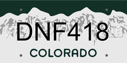 DNF418 Colorado License Plate