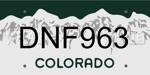 DNF963 Colorado License Plate