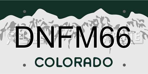 DNFM66 Colorado License Plate