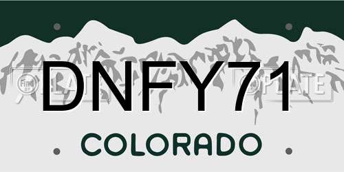 DNFY71 Colorado License Plate