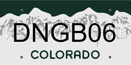 DNGB06 Colorado License Plate