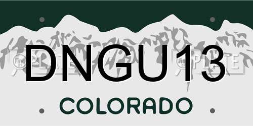 DNGU13 Colorado License Plate