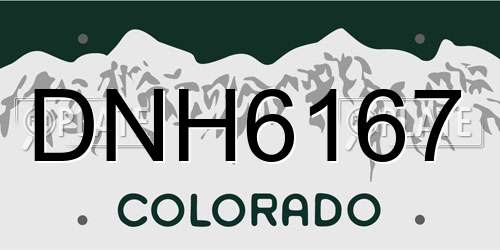 DNH6167 Colorado License Plate