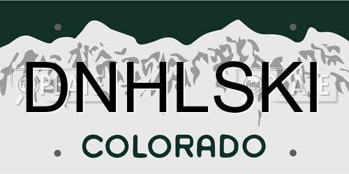 DNHLSKI Colorado License Plate