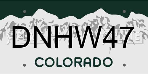 DNHW47 Colorado License Plate