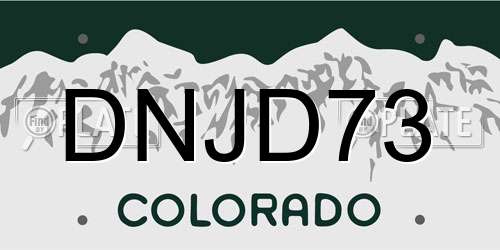 DNJD73 Colorado License Plate