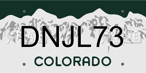 DNJL73 Colorado License Plate