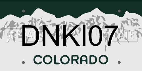 DNKI07 Colorado License Plate