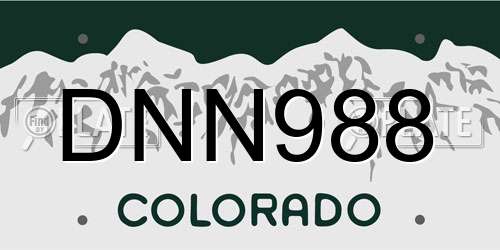 DNN988 Colorado License Plate