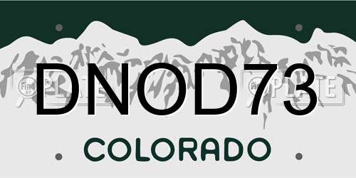 DNOD73 Colorado License Plate
