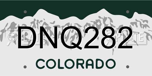 DNQ282 Colorado License Plate