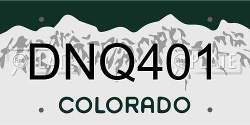 DNQ401 Colorado License Plate