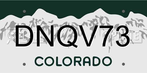 DNQV73 Colorado License Plate