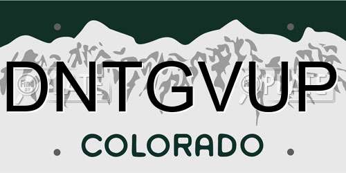 DNTGVUP Colorado License Plate