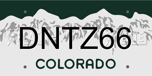 DNTZ66 Colorado License Plate