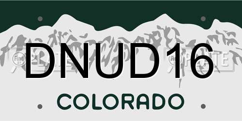 DNUD16 Colorado License Plate