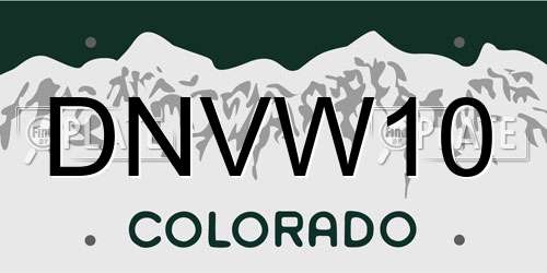 DNVW10 Colorado License Plate