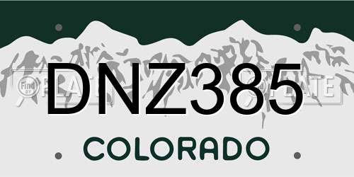 DNZ385 Colorado License Plate