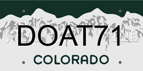 DOAT71 Colorado License Plate