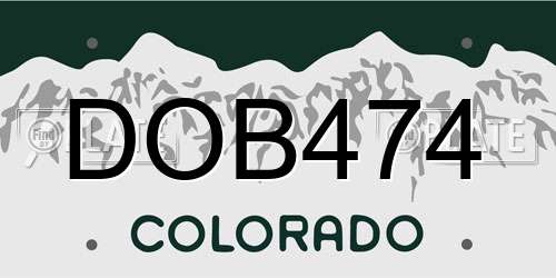 DOB474 Colorado License Plate