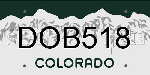 DOB518 Colorado License Plate