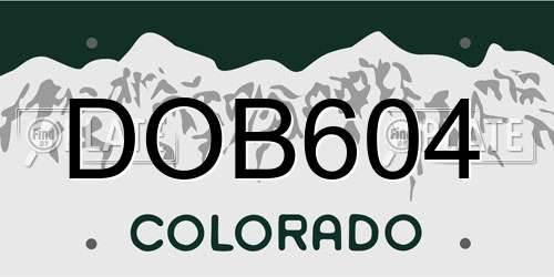 DOB604 Colorado License Plate