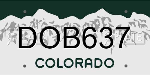 DOB637 Colorado License Plate