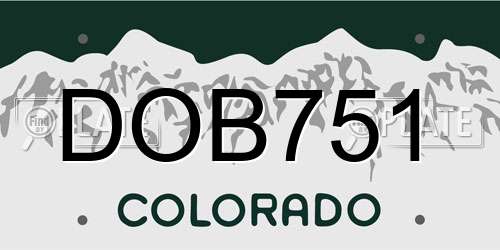 DOB751 Colorado License Plate