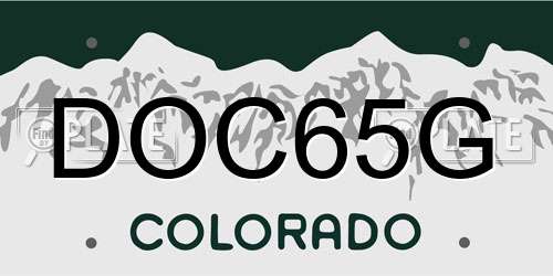 DOC65G Colorado License Plate