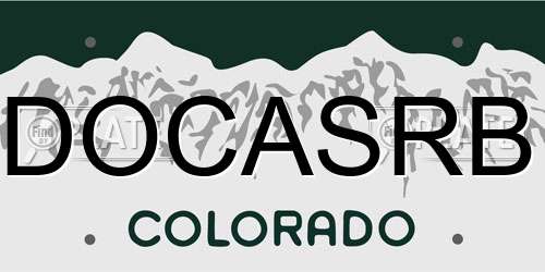 DOCASRB Colorado License Plate
