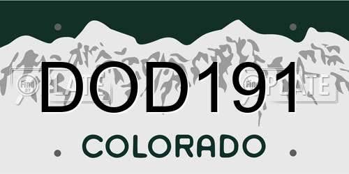DOD191 Colorado License Plate