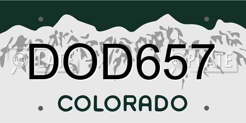 DOD657 Colorado License Plate