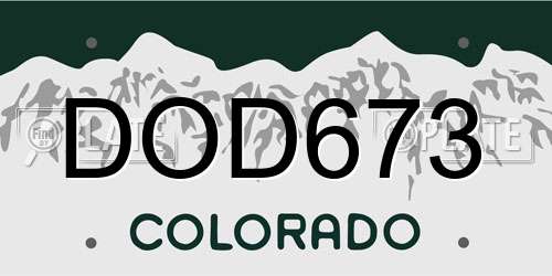 DOD673 Colorado License Plate