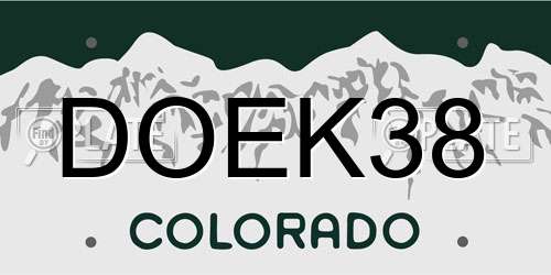 DOEK38 Colorado License Plate