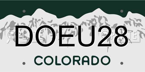 DOEU28 Colorado License Plate