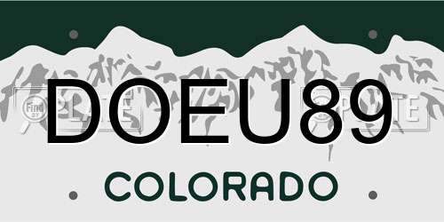 DOEU89 Colorado License Plate