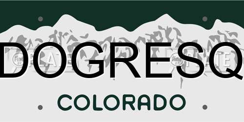 DOGRESQ Colorado License Plate