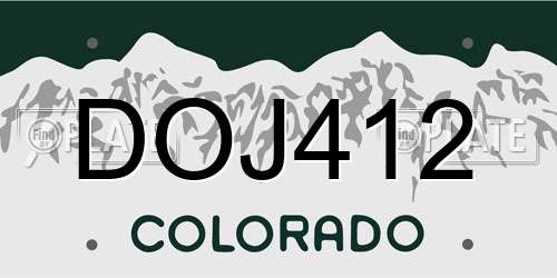 DOJ412 Colorado License Plate