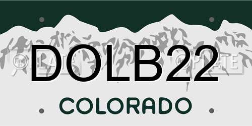 DOLB22 Colorado License Plate