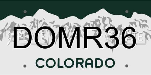 DOMR36 Colorado License Plate