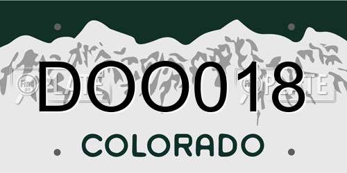 DOO018 Colorado License Plate