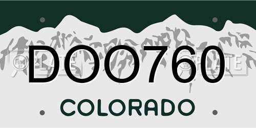 DOO760 Colorado License Plate
