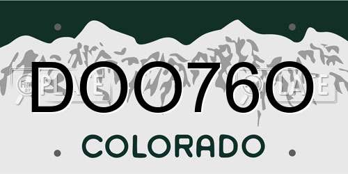 DOO76O Colorado License Plate