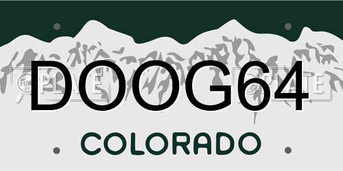 DOOG64 Colorado License Plate