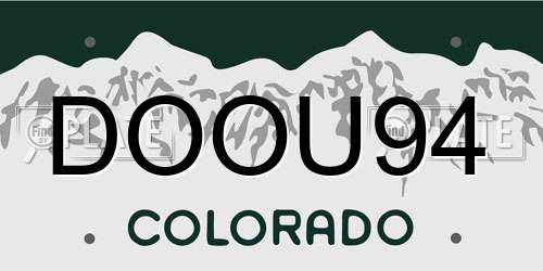 DOOU94 Colorado License Plate
